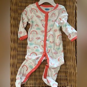 Coming up Rainbows in 3-6 mo, full footy - one piece zip up jammies